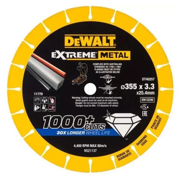 Алмазный диск по металлу DeWALT DT40257 Ø 335х3,3х25,4мм Алмазный диск по металлу DeWALT DT40257 Ø 335х3,3х25,4мм