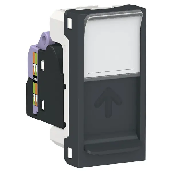 Одинарна комп'ютерна розетка Schneider Electric NU341454 RJ45 cat.6 UTP з полем для напису 1М (антрацит)