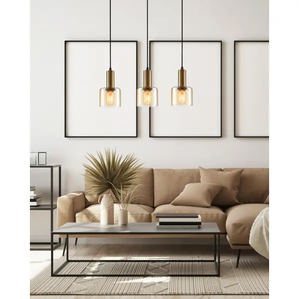 Подвесной светильник, люстра Italux PND-65342-3-BRO+AMB Santia E27 3x40W IP20 янтарный - фото №1 Подвесной светильник, люстра Italux PND-65342-3-BRO+AMB Santia E27 3x40W IP20 янтарный - фото №1