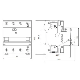 Дифавтомат NOARK Ex9NL-N 3P+N B16 EU 6кА B 16А 30мА AC (111498) - фото №1