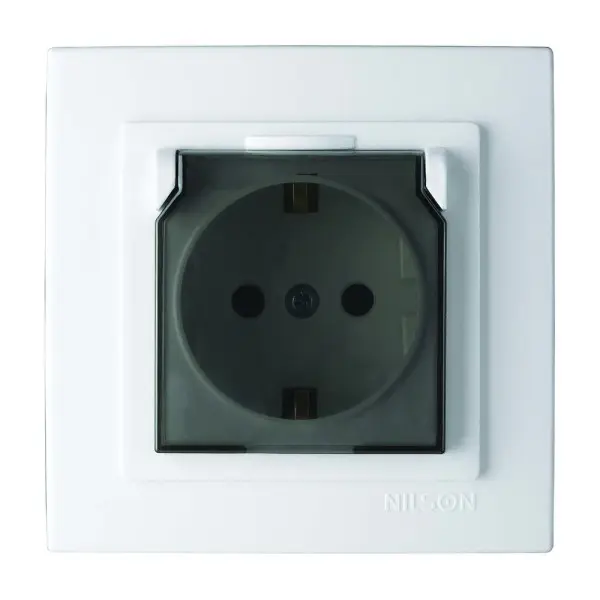 Розетка Nilson Touran біла 1-на з заземленням з кришкою ( 24111018 )