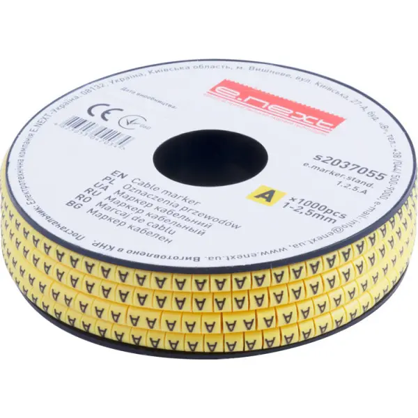 Кабельный маркер E.Next e.marker.stand.1.2.5.A 1-2,5 кв.мм A 1000шт (s2037055)