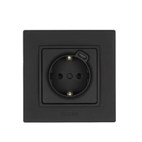 Розетка Nilson Alegra X чорний матовий 1-на з заземленням USB ( 35551058 )