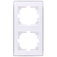 Двойная вертикальная рамка Lezard Rain (703-0225-152) с боковой вставкой хром (белая)