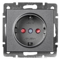 Розетка Lezard Rain (703-4288-124B) с защитными шторками с з/к ПБТ (антрацит)
