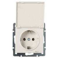 Розетка Lezard Rain (703-3088-123B) с крышкой с з/к ПБТ (жемчужно-белый перламутр)