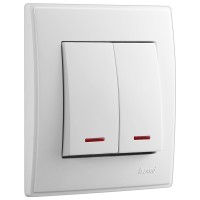 Двойной выключатель Lezard «Lesya» 705-0202-112 с подсветкой (белый)