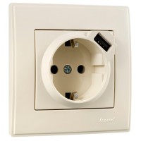 Розетка Lezard «Lesya» (705-0303-181) с/з с USB (кремовая)