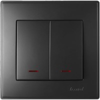 Двойной выключатель Lezard «Lesya» 705-4242-112 с подсветкой (антрацит)