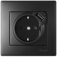 Розетка Lezard «Lesya» (705-4242-181) с/з с USB (антрацит)