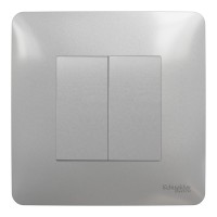 Комплект 2-клавішний вимикач + рамка Unica New (2*NU310130+NU200230+NU7002) алюміній