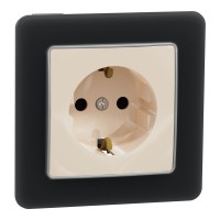 Комплект розетка с з/к + рамка Sedna Design & Elements (SDD112022+SDD362801) бежевое/матовое стекло
