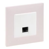 Комплект комп'ютерна розетка RJ45 + рамка Niloe Step (863159+863291) білий/рожевий