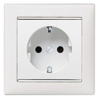 Комплект розетка з з/к + рамка Valena Classic (774420+770491) білий/білий з сріблом