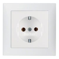 Комплект розетка з з/к + рамка Berker S.1 (10119909+47431909) полярна білизна матова