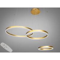 Современная подвесная светодиодная люстра-кольца, 105W, золото