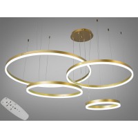 Подвесная LED люстра Кольца 4 золото 157Вт пульт
