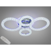 Потолочная светодиодная люстра с пультом, подсветкой, 75W, хром