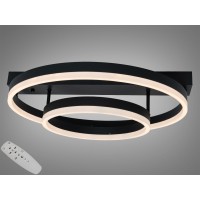 Стельова LED люстра чорна 60W пульт димер 2 кільця