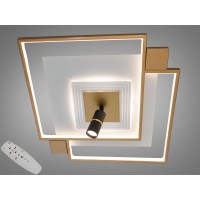 Стельова LED люстра біло золота 70Вт пульт димер