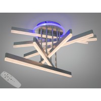 LED люстра стельова 102Вт димер пульт матовий хром