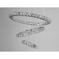 Стильная хрустальная LED люстра на подвесах-тросах, 60W, хром