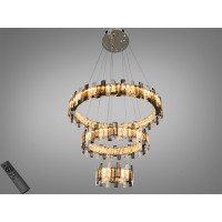 Кришталева LED люстра три кільця хром 70 Вт