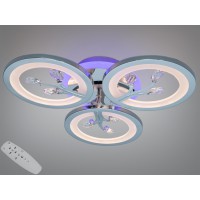 Стельова LED люстра 3 кільця хром 50 Вт пульт 9 м²