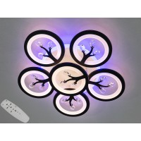 Черная светодиодная люстра с пультом, диммером, подсветкой, 90W