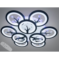 Стельова LED люстра чорна 140Вт 9 кілець пульт