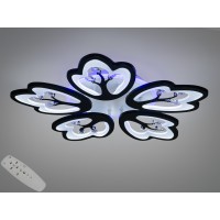 Стельова LED люстра чорна 5 пелюсток пульт димер
