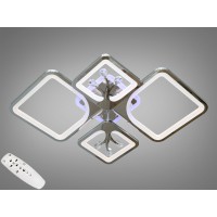 Потолочная LED люстра хром 83W пульт диммер 4 модули