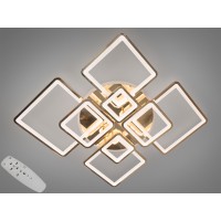 Люстра стельова LED Серія 8060 золото 225W пульт диммер підсвітка квадрати