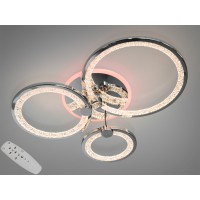 LED люстра з пультом, диммером і кольоровою підсвіткою, 70W, хром