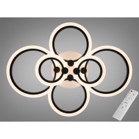 Стельова LED люстра 8022 чорна 90Вт 6 кілець 15м²
