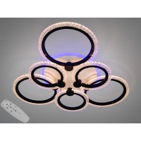 Стельова LED люстра 6 кілець чорна з пультом