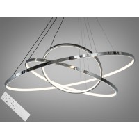 Футуристична LED люстра з пультом, диммером, 150 Вт, хром