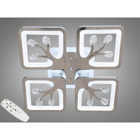 Стельова LED люстра хром 85W пульт димер 4 модулі