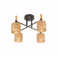 Декоративная люстра INTEREES IS W70418-4 BK+WOOD