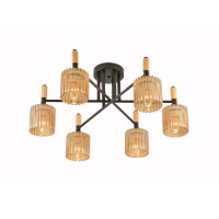 Люстра декоративна NTEREES IS W70418-6 BK+WOOD