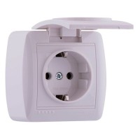 Розетка з кришкою, біла, Demet, Lezard