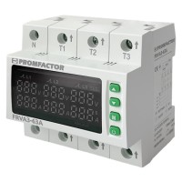 Трехфазное реле контроля напряжения и тока Promfactor FRVA3-63A
