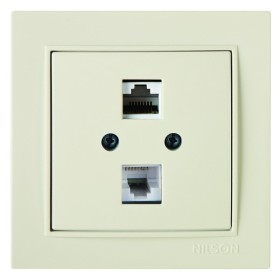 Розетка Nilson Thor кремова комп'ютерна 2-на CAT6e RJ45 (27121047)