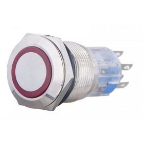 Металева кнопка Аско-Укрем TYJ 19-272 2NO+2NC 220В з підсвічуванням червона (A0140010117)