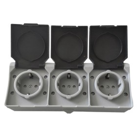 Розетка 3-местная TNSy SURFACE с заземлением и крышкой IP54 серый (TNSy5000222)