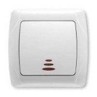 Вимикач 1-клавішний із підсвічуванням білий VIKO Carmen