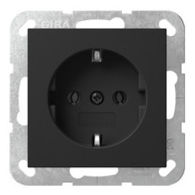 Розетка Gira System 55 с заземляющим контактом черная матовая (4188005)