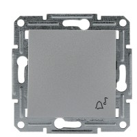 Выключатель кнопочный без рамки «Звонок» алюминий Asfora, EPH0800161