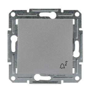 Выключатель кнопочный без рамки «Звонок» алюминий Asfora, EPH0800161