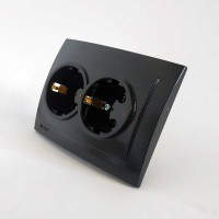 Розетка Nilson Touran чорна 2-на з заземленням ( 24221025 )